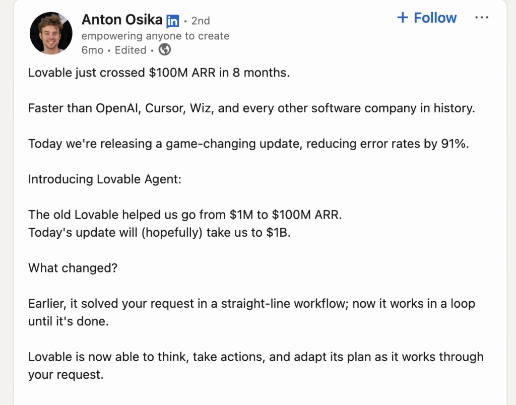 Lovable CEO announcement 